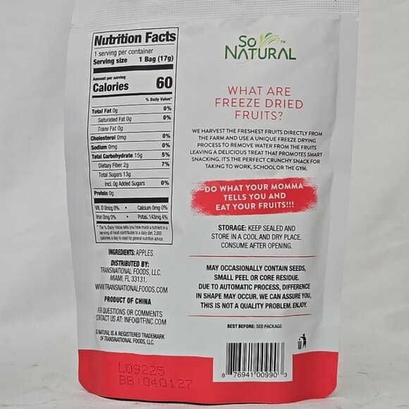 So Natural Freeze Dried Fruit Apple Crisps Gluten-Free Natural PACK OF 3 - Picture 5 of 6